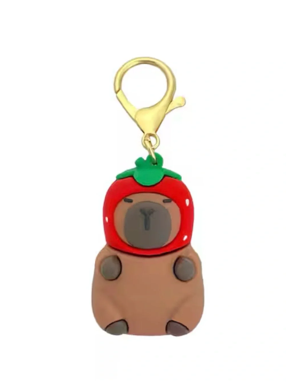 Capybara strawberry head bag charm